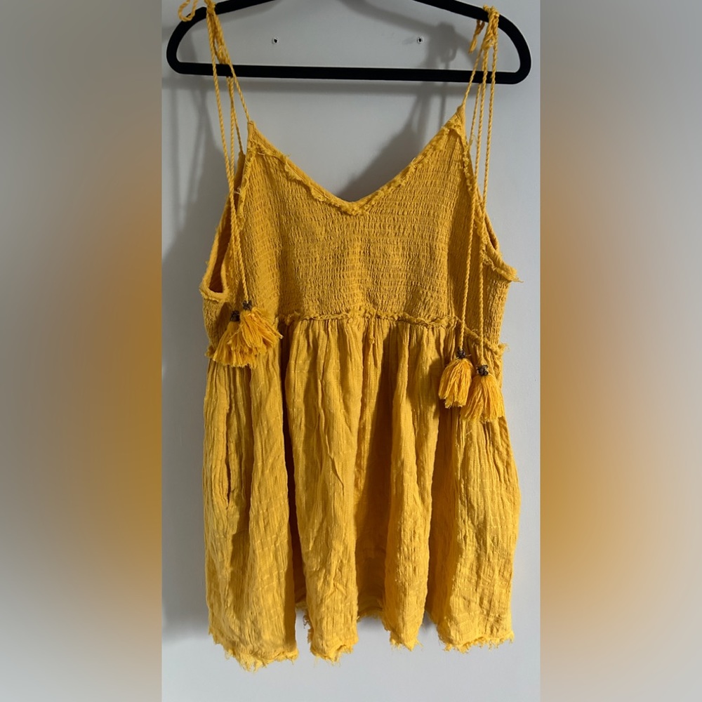 Free People Endless Summer Yellow Tassle Sun Drenched Dress Size S - Picture 3 of 12